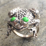 Large Frog Ring - Turquoise Ring - Silver Frog Ring