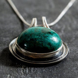 Chrysocolla Necklace - Real Chrysocolla Necklace - Large Green Pendant