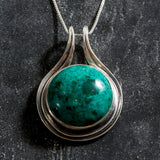 Chrysocolla Necklace - Real Chrysocolla Necklace - Large Green Pendant