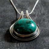 Chrysocolla Necklace - Real Chrysocolla Necklace - Large Green Pendant