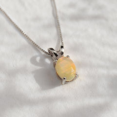 Small Opal Pendant, Natural Opal, October Birthstone, Opal Oval Pendant, Rainbow Opal Pendant, Fire Opal Pendant, White Opal Pendant, Opal