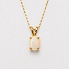Gold Opal Pendant - Natural Opal Necklace - October Birthstone Pendant