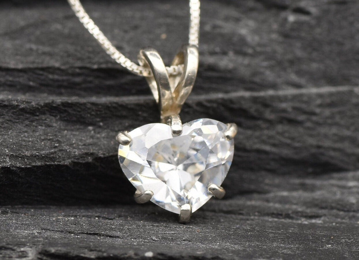 Diamond Heart Pendant, Heart Pendant Necklace, Diamond Necklace, Heart Pendant with Diamond, Sterling Silver Heart Pendant, Love Necklace
