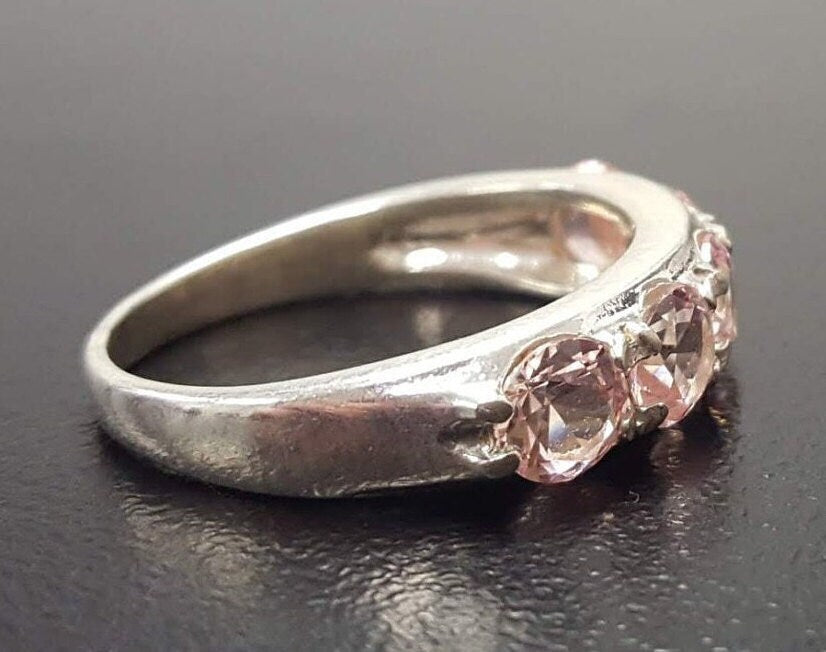 Morganite Band, Created Morganite, Statement Band, Morganite Ring, Half Eternity Ring, Pink Eternity Ring, Unique Stone Ring, Pink Morganite