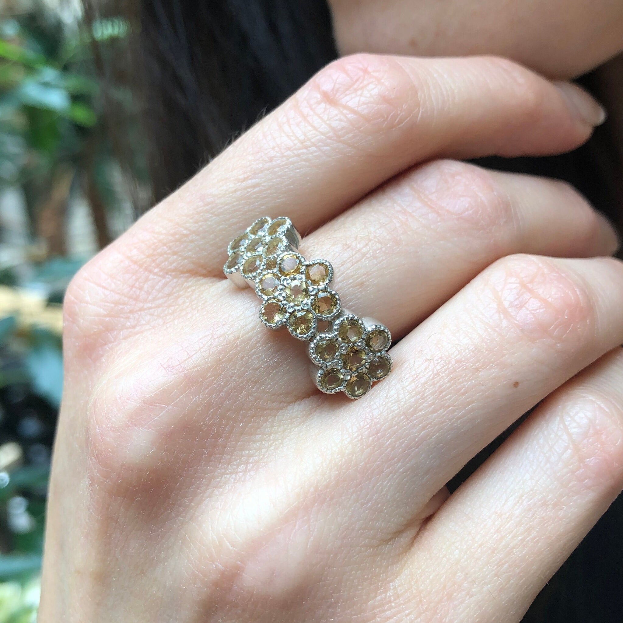 Citrine Ring, Natural Citrine, November Birthstone, Flower Ring, Flower Vintage Ring, Daisy Ring, Yellow Diamond Ring, Solid Silver Ring