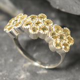 Yellow Flower Ring - Genuine Citrine Ring - Vintage Half Eternity Ring