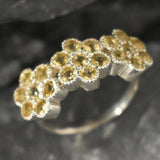 Yellow Flower Ring - Genuine Citrine Ring - Vintage Half Eternity Ring