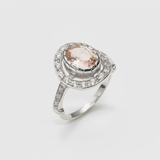 Pink Victorian Ring - Morganite Silver Ring - Morganite Halo Ring