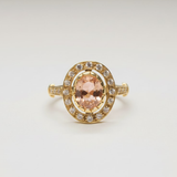 Gold Morganite Ring - Pink Vintage Ring - Gold Victorian Ring