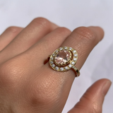 Gold Morganite Ring - Pink Vintage Ring - Gold Victorian Ring