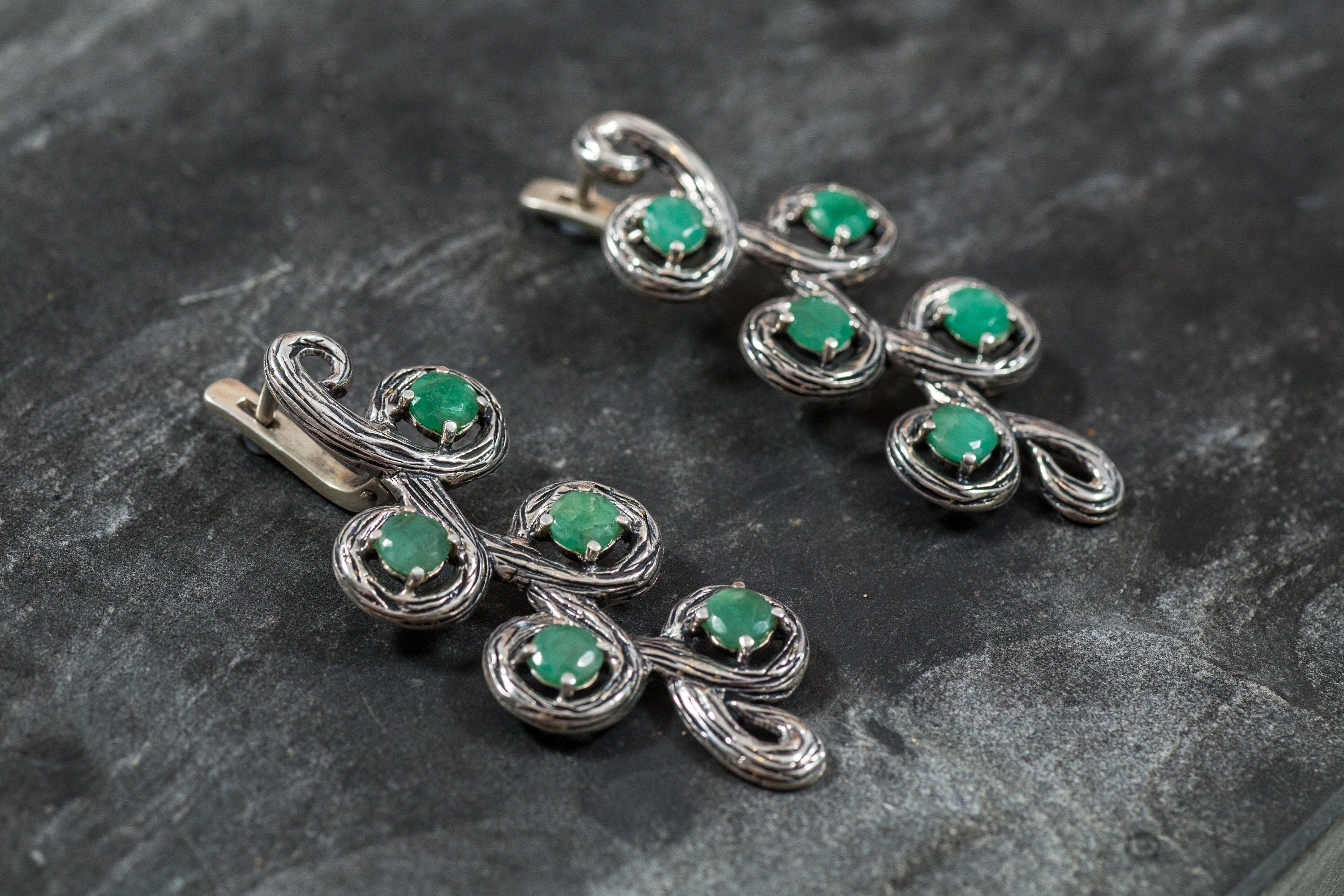Natural Emerald Earrings made in 925 Sterling Silver with Round Natural Green Emerald in Prong setting, May Birthstone gift idea, symbolizes growth, harmony, and deep emotional healing, ideal for everyday wear and perfect for birthday gifting and special occasions.