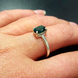 Emerald Ring, Created Emerald, Green Ring, Solitaire Ring, Green Vintage Ring, Promise Ring, Green Diamond Ring, 925 Silver Ring, Emerald