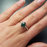 Emerald Ring, Created Emerald, Green Ring, Solitaire Ring, Green Vintage Ring, Promise Ring, Green Diamond Ring, 925 Silver Ring, Emerald