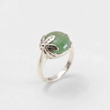 Tourmaline Leaf Ring - Green Boho Ring - Round Tourmaline Ring