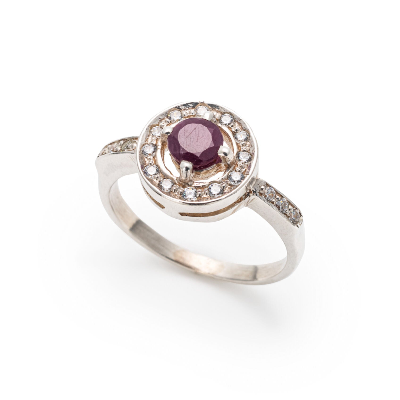 Natural Ruby Ring made in 925 Sterling Silver with Round Natural Red Ruby in Halo setting, July Birthstone gift idea, symbolizes nobility, purity, and passion, ideal for everyday wear and perfect for birthday gifting and special occasions.