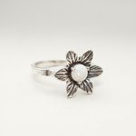 Stylish 925 Sterling Silver Opal Ring with round Natural White Opal, symbolizes hope, perfect for daily wear and gifts.