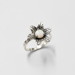 Natural Australian Opal Ring made in 925 Sterling Silver with Round Natural White Australian Opal in Prong setting, October Birthstone gift idea, symbolizes hope, purity, and truth, ideal for everyday wear and perfect for birthday gifting and special occasions.