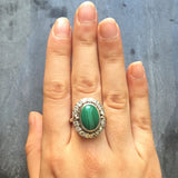 Malachite Ring - Large Green Ring - Vintage Statement Ring