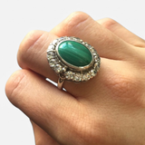 Malachite Ring - Large Green Ring - Vintage Statement Ring