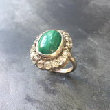 Malachite Ring - Large Green Ring - Vintage Statement Ring