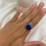 Blue Sapphire Ring, Created Sapphire, 15 Carats Sapphire, Large Sapphire Ring, Vintage Sapphire Ring, Sapphire Ring, Solid Silver Ring