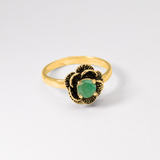 Stunning 18k Gold Vermeil Ring set with a Round Natural Green Emerald, ideal for celebrating growth and harmony in life.