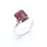 Created Ruby Ring made in 925 Sterling Silver with Baguette Created Red Ruby in Solitaire setting, July Birthstone gift idea, symbolizes nobility, purity, and passion, ideal for everyday wear and perfect for birthday gifting and special occasions.