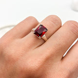 Red Ruby Ring - Silver Ruby Ring - Red Engagement Ring