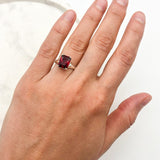 Red Ruby Ring - Silver Ruby Ring - Red Engagement Ring