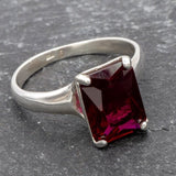 Red Ruby Ring - Silver Ruby Ring - Red Engagement Ring