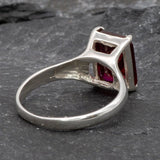 Red Ruby Ring - Silver Ruby Ring - Red Engagement Ring