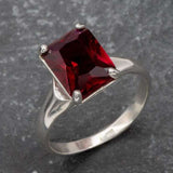 Red Ruby Ring - Silver Ruby Ring - Red Engagement Ring