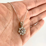 Diamond Pendant, Vintage Flower, Diamond Flower Necklace, Valentines Gift, Vintage Diamond Pendant, Created Diamond, Antique Pendant