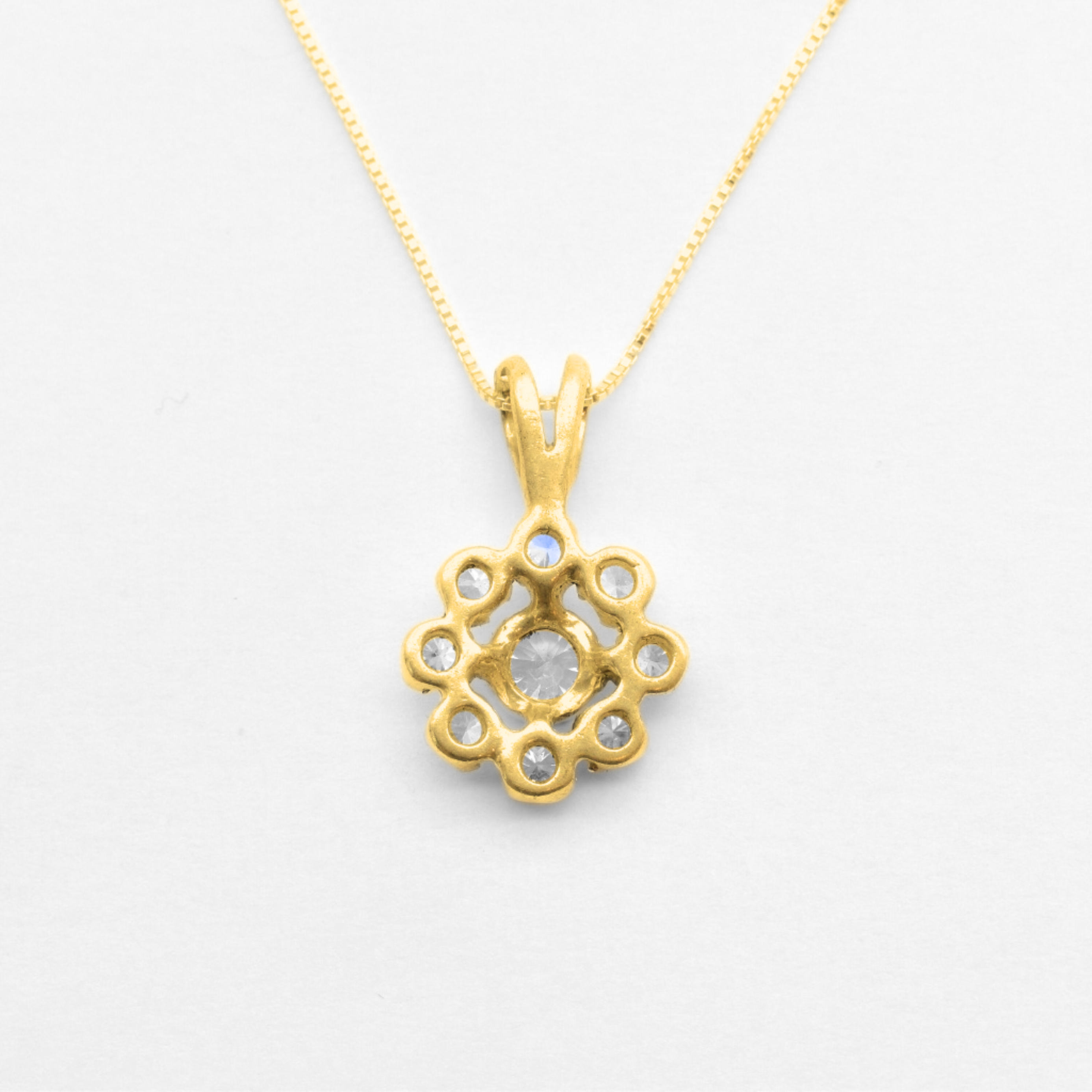Stunning Gold Diamond Flower Pendant in 18k Gold Vermeil, a timeless piece perfect for any occasion or daily style.