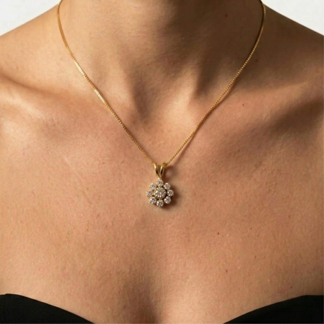 Elegant Gold Daisy Pendant in 18k Gold Vermeil, perfect for daily wear and special occasions like birthdays.