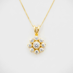 Gold Diamond Flower Pendant, Vintage Flower Necklace, Gold Daisy Pendant made in 18k Gold Vermeil. Ideal for everyday wear and perfect for birthday gifting and special occasions.