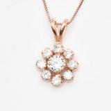 Gold Diamond Flower Pendant - Vintage Flower Necklace - Gold Daisy Pendant