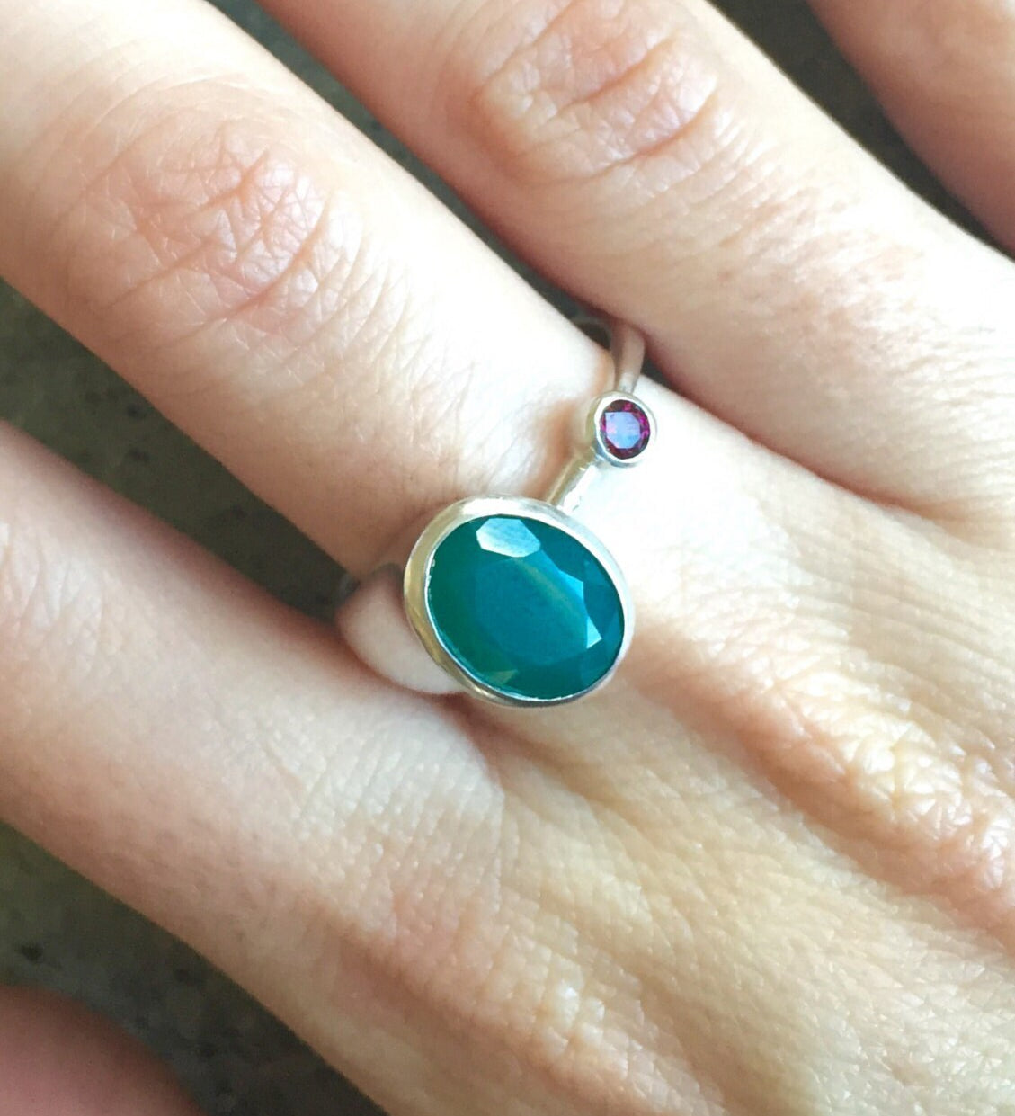 Elegant 925 Sterling Silver Emerald Ring with Oval Created Green Emerald, ideal for May birthdays and special occasions.