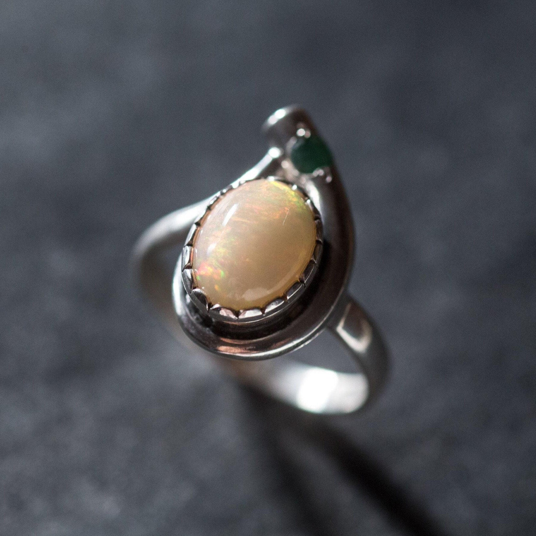 Opal Ring made in 925 Sterling Silver with White Opal in setting, October Birthstone gift idea, symbolizes creativity, emotional protection, and inner transformation, ideal for everyday wear and perfect for birthday gifting and special occasions.