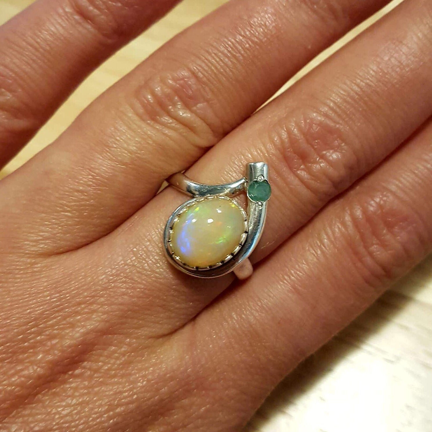 Opal Ring in 925 Sterling Silver, features a stunning White Opal, perfect for birthdays and daily wear.