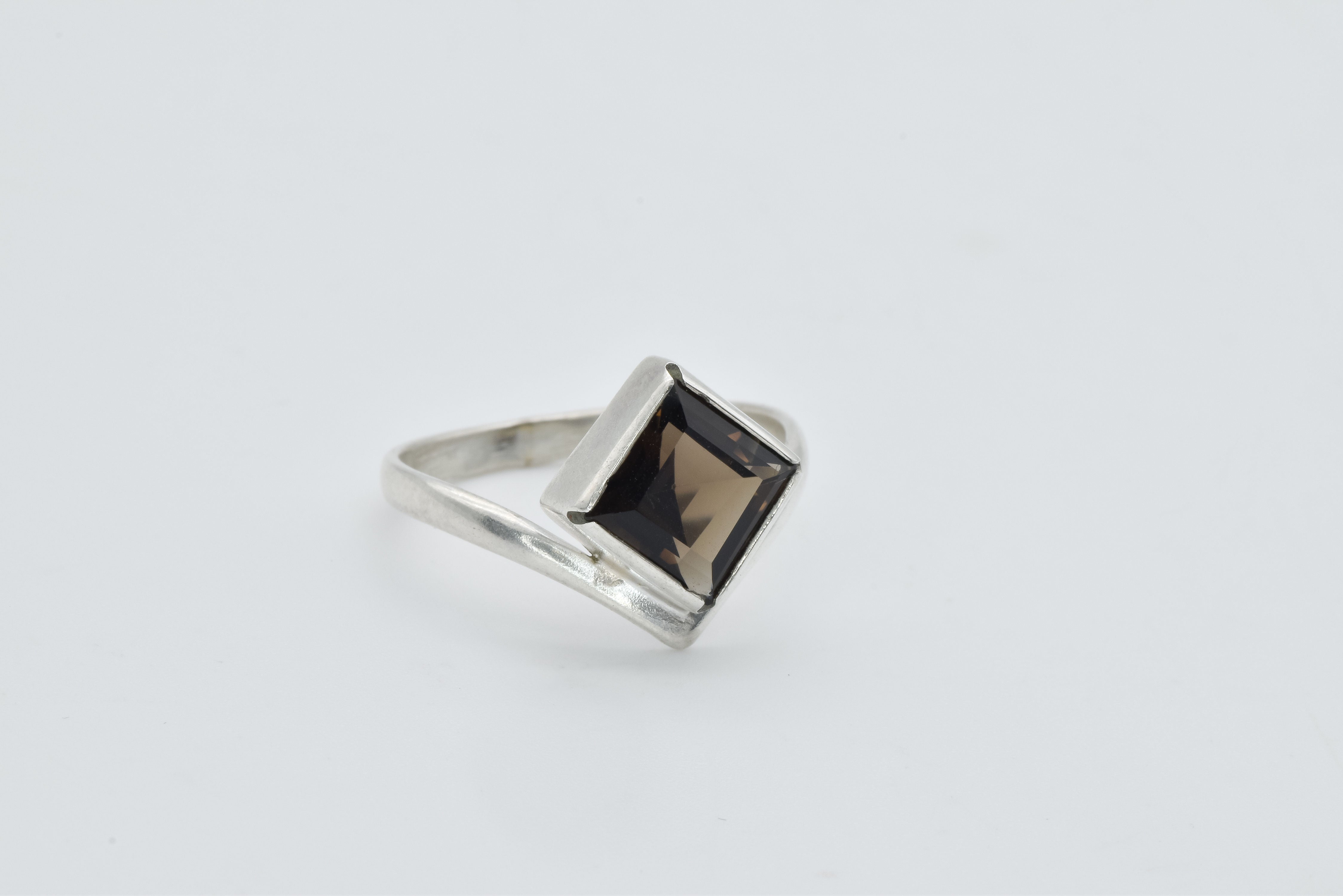 Smoky Topaz Ring, Natural Smoky Topaz, December Birthstone, Silver Square Ring, Topaz Ring, Vintage Square Ring, Solid Silver Ring, Topaz