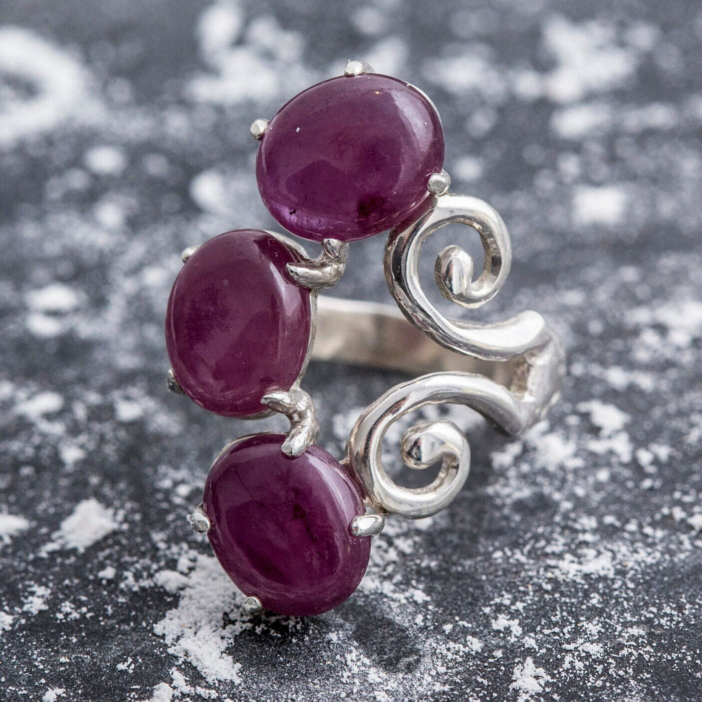 Natural Ruby Ring made in 925 Sterling Silver with Oval Natural Red Ruby in Three-Stone setting, July Birthstone gift idea, symbolizes nobility, purity, and passion, ideal for everyday wear and perfect for birthday gifting and special occasions.