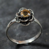 Yellow Flower Ring - Real Citrine Ring - Vintage Flower Ring