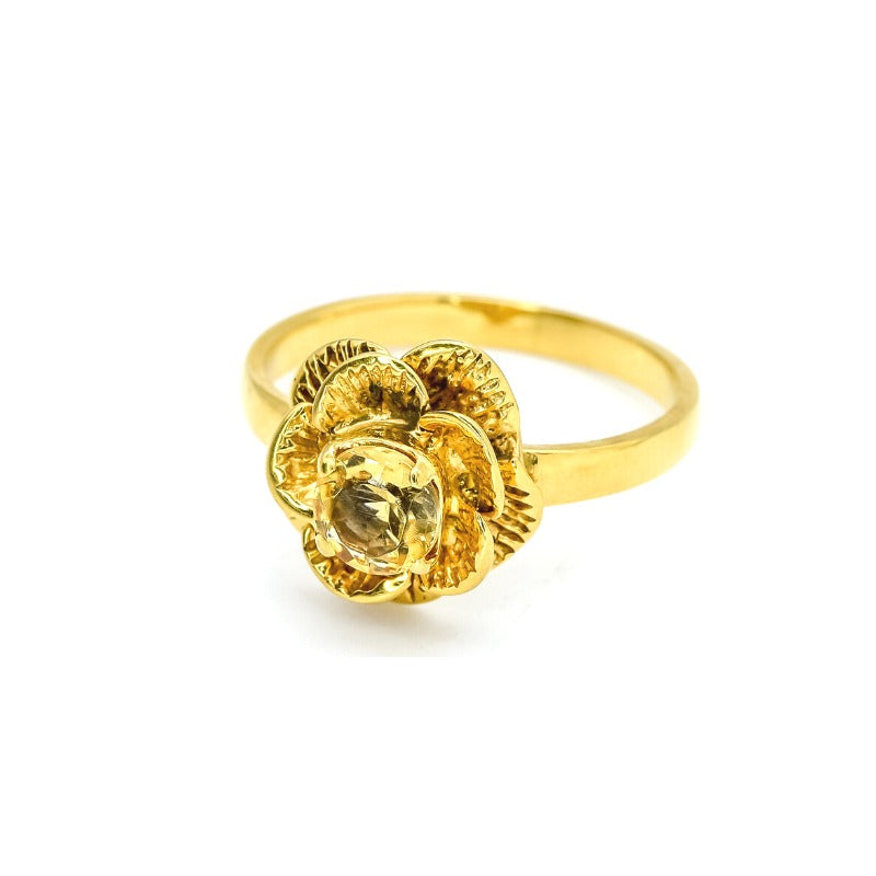 Flower Ring, Citrine Ring, Natural Citrine Ring, Yellow Flower Ring, November Birthstone, Yellow Diamond, Silver Flower Ring, Vintage Rings(1)
