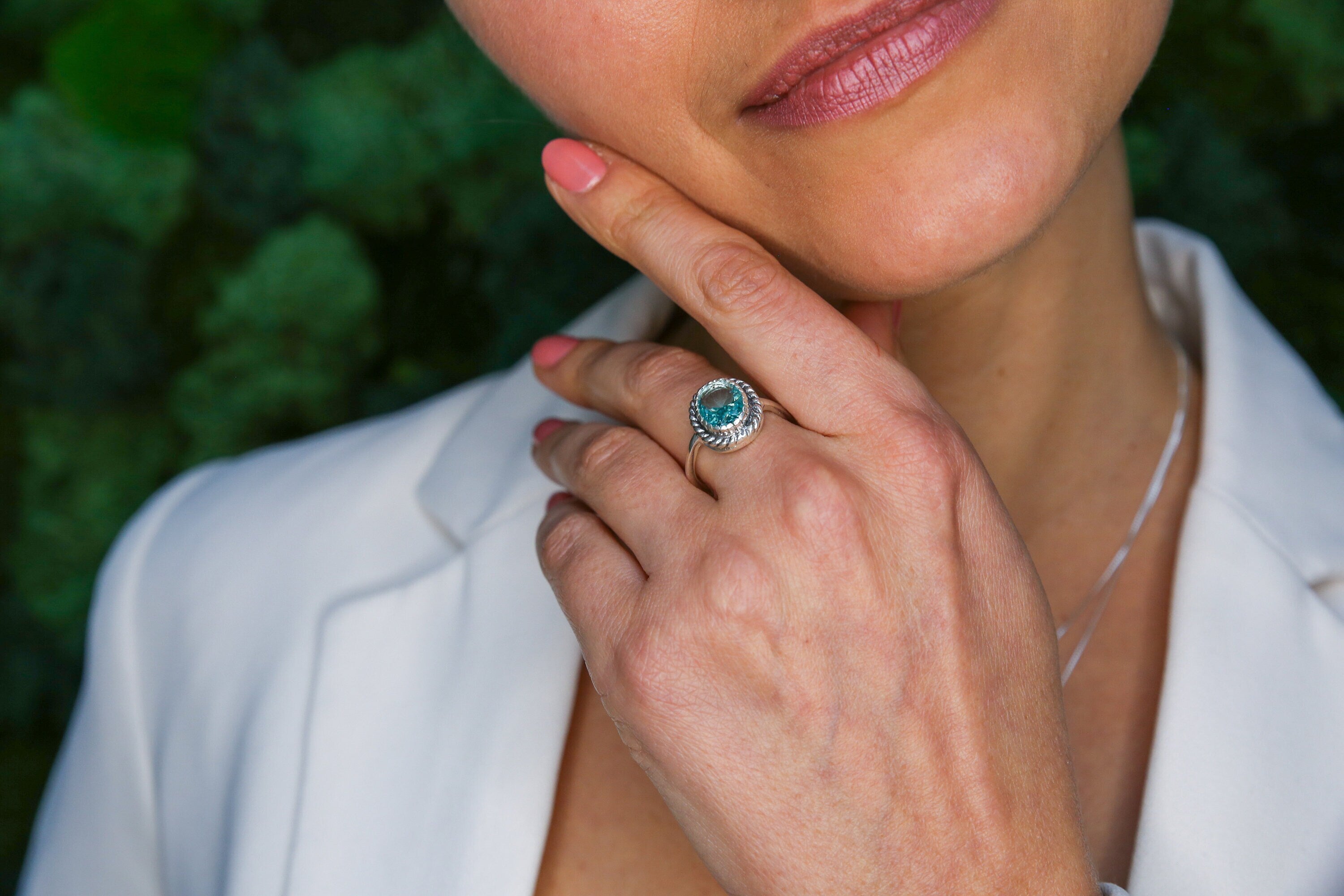 Aquamarine Ring, Created Aquamarine, Blue Diamond Ring, Solitaire Ring, Vintage Ring, Blue Ring, Dainty Ring, 925 Silver Ring, Aquamarine