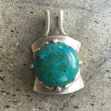 Chrysocolla Necklace - Natural Chrysocolla Pendant - Blue Square Necklace