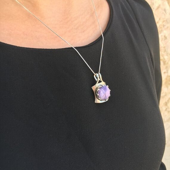 Chrysocolla Pendant, Natural Chrysocolla, Sagittarius Birthstone, Round Pendant, Statement Pendant, Blue Stone Pendant, 925 Silver Pendant