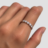 Diamond Stackable Band - Half Eternity Ring - Silver Diamond Band