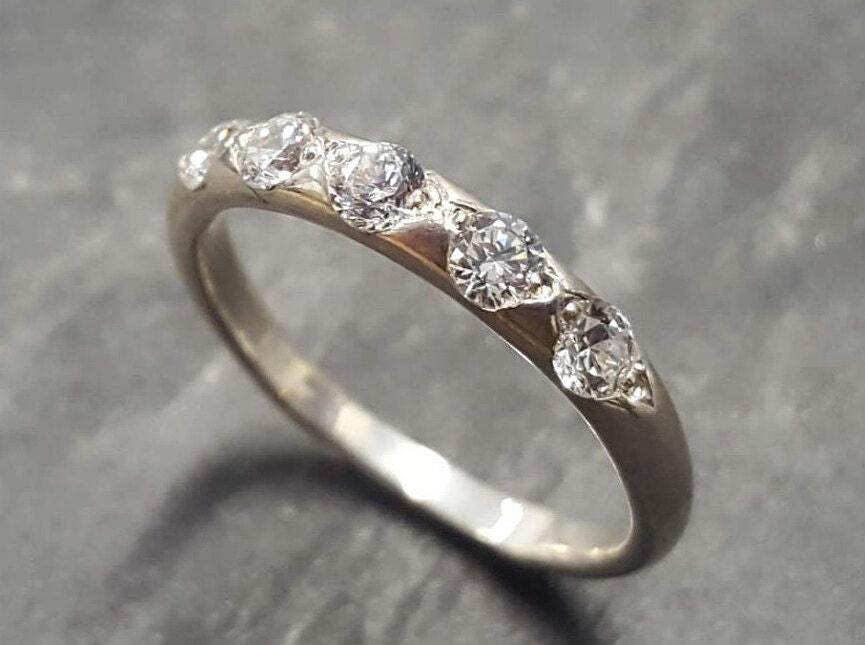 Diamond Band, Created Diamond, Stackable Band, Half Eternity Ring, Stackable Ring, Wedding Band, Sparkly Ring, Silver Band, 925 Silver Ring