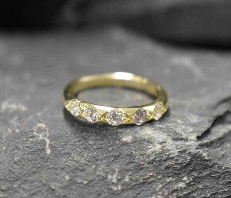 Diamond Band, Created Diamond, Stackable Band, Half Eternity Ring, Stackable Ring, Wedding Band, Sparkly Ring, Silver Band, 925 Silver Ring(1)